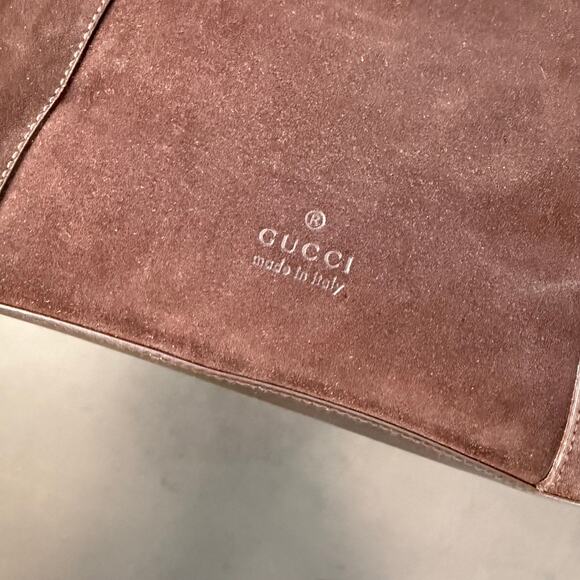 GUCCI Tom Ford Era Suede Brown Bucket Ring Bag Y2K Oval